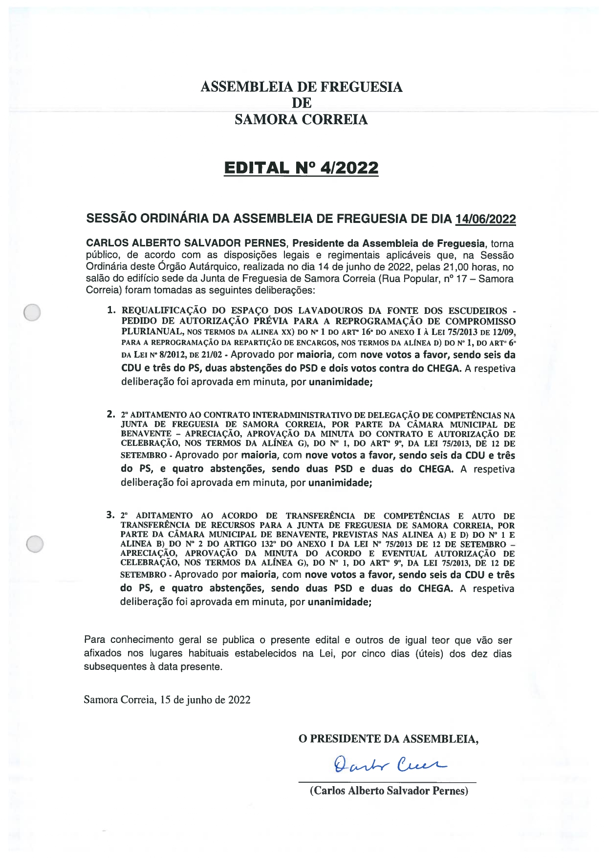 Imagem Edital Nº 04/2022 - Assembleia De Freguesia