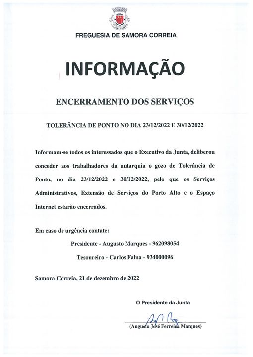 Imagem Informação - Encerramento de Serviços