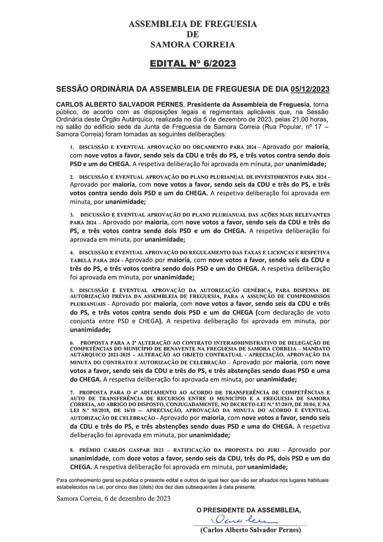 Imagem Edital Nº 06/2023 - Assembleia De Freguesia