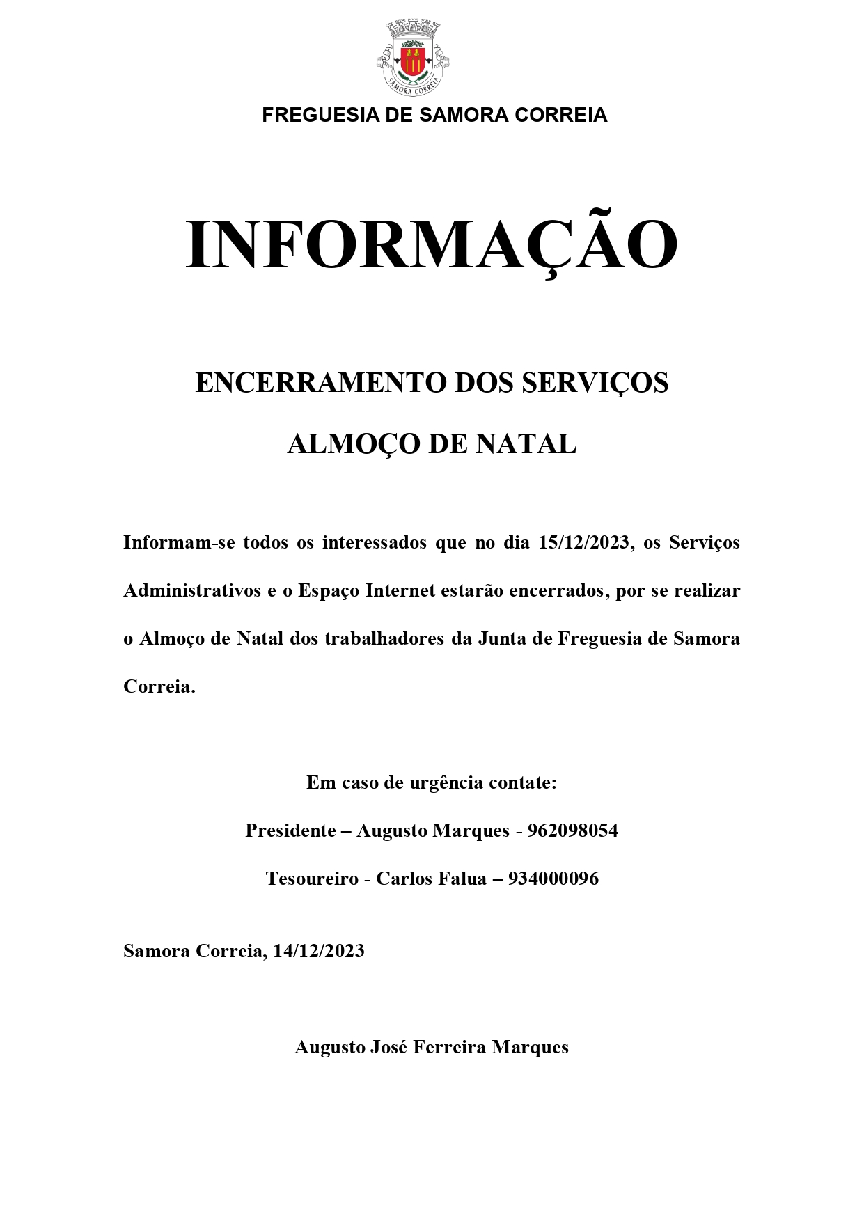 Imagem Informação - Encerramento de Serviços