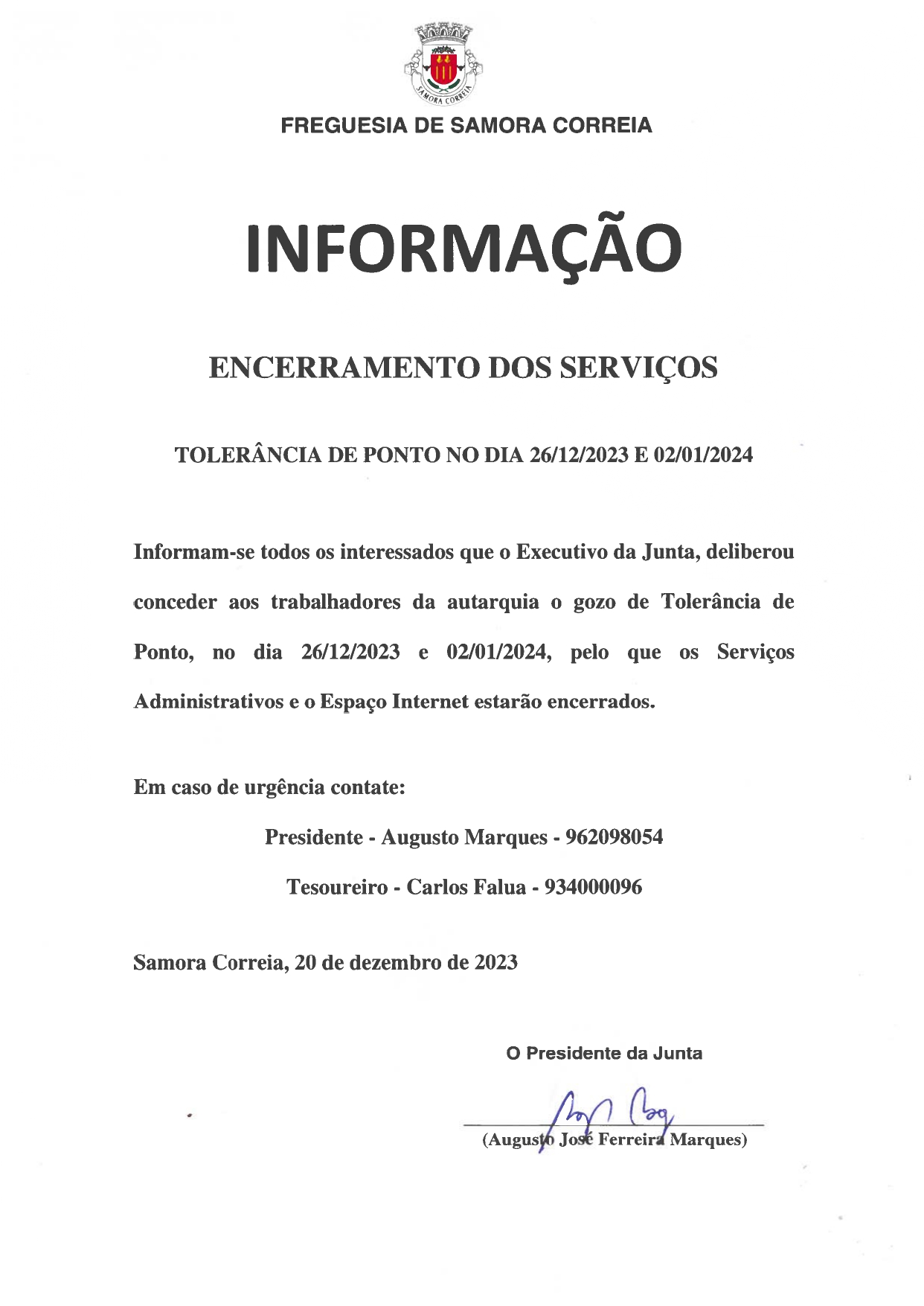 Imagem Informação - Encerramento de Serviços