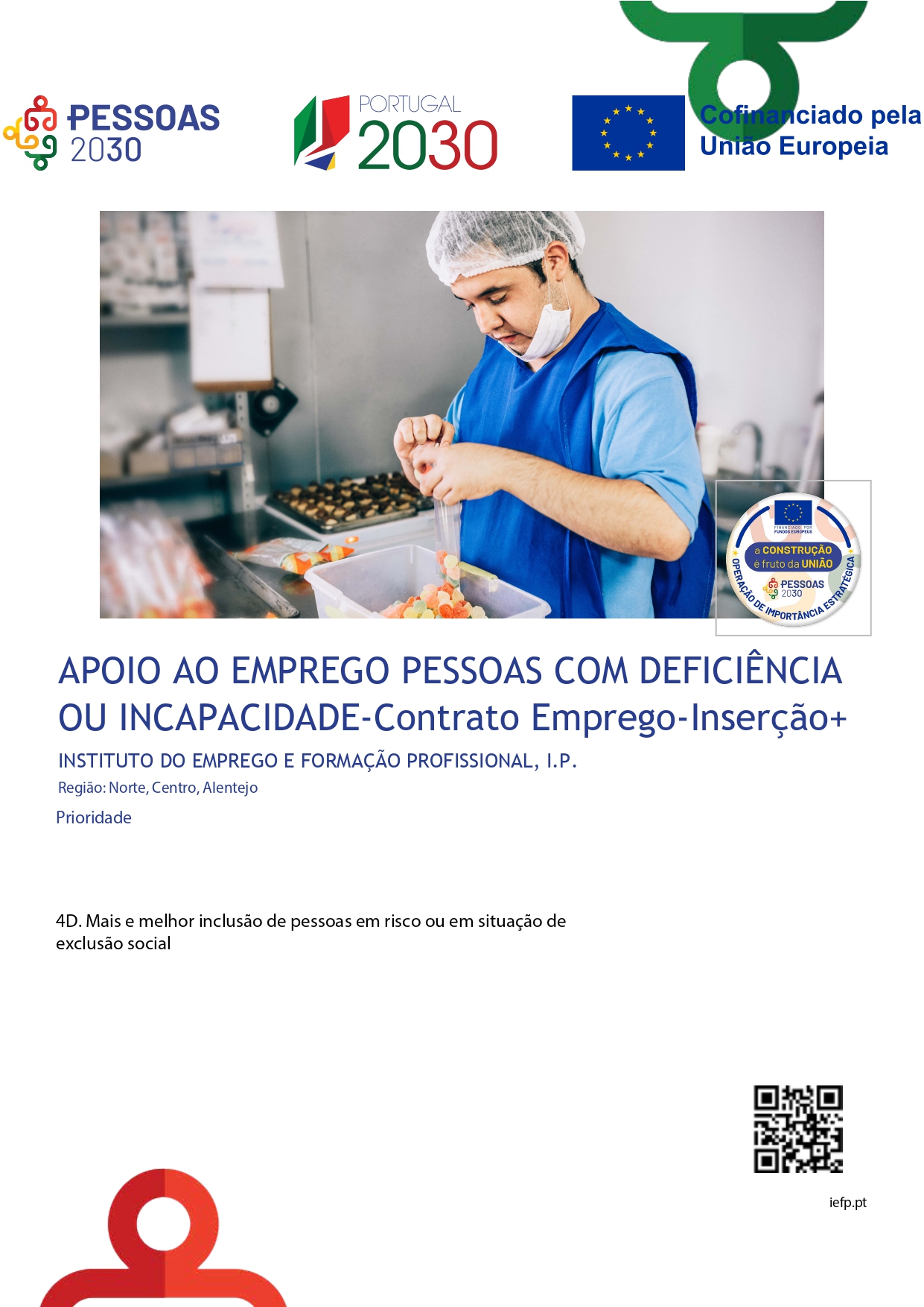 Imagem Pessoas 2030 / Portugal 2030 - Apoio ao Emprego Pessoas com Deficiência ou Incapacidade