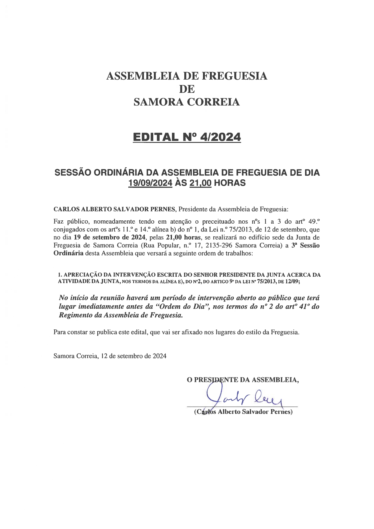 Imagem Edital Nº 04/2024 - Assembleia De Freguesia