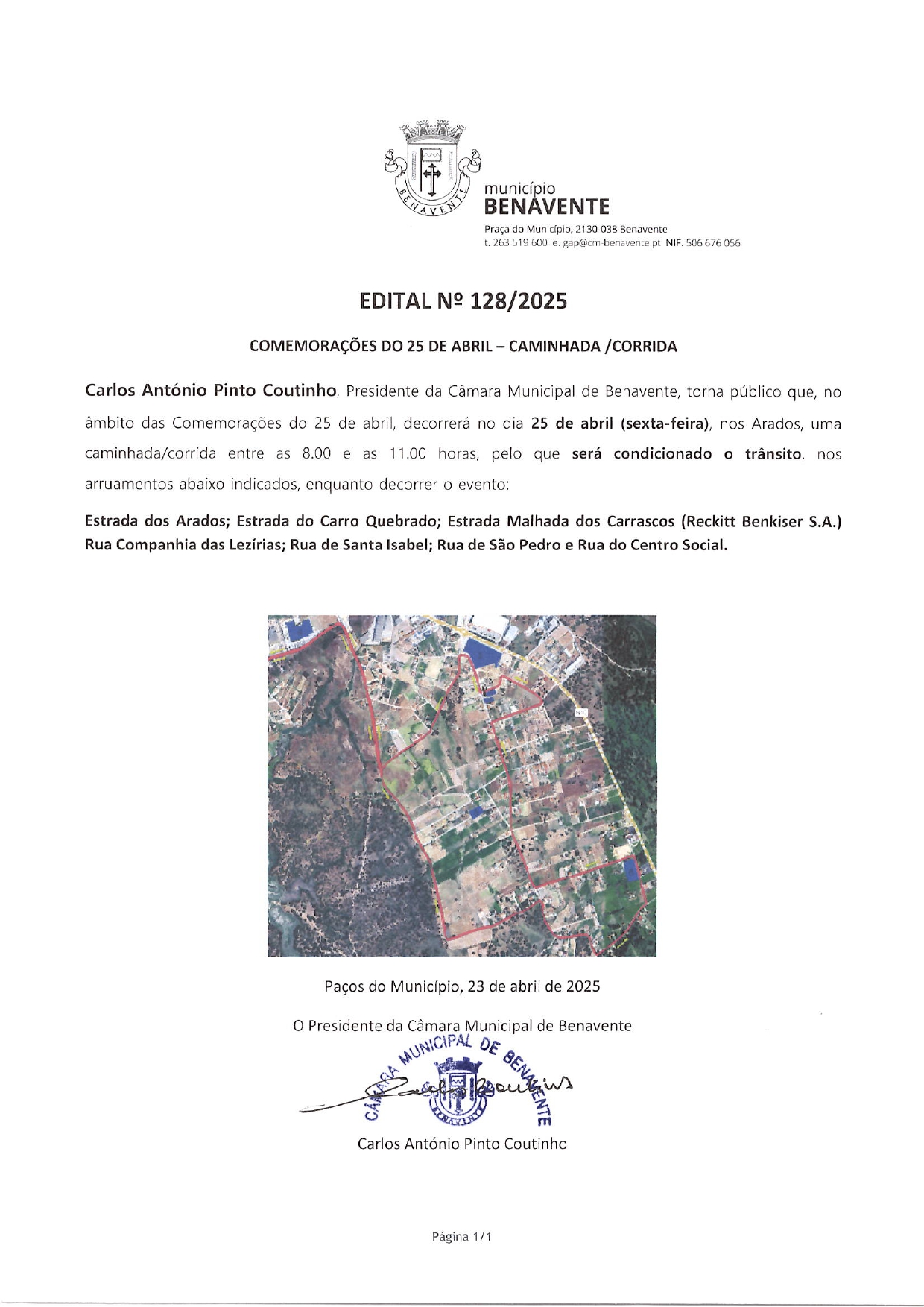 Imagem Edital Nº 125/2025 - Câmara Municipal de Benavente