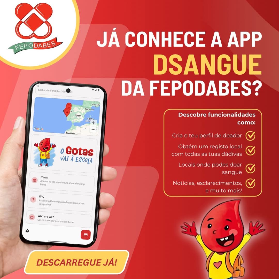 Imagem App DSangue - iniciativa da FEPODABES