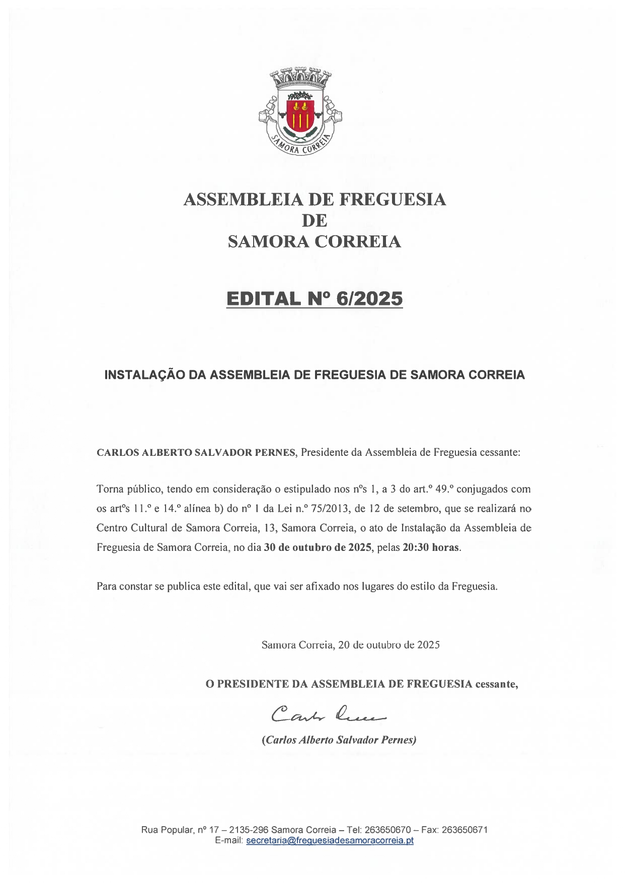 Imagem Edital Nº 06/2025 - Assembleia De Freguesia