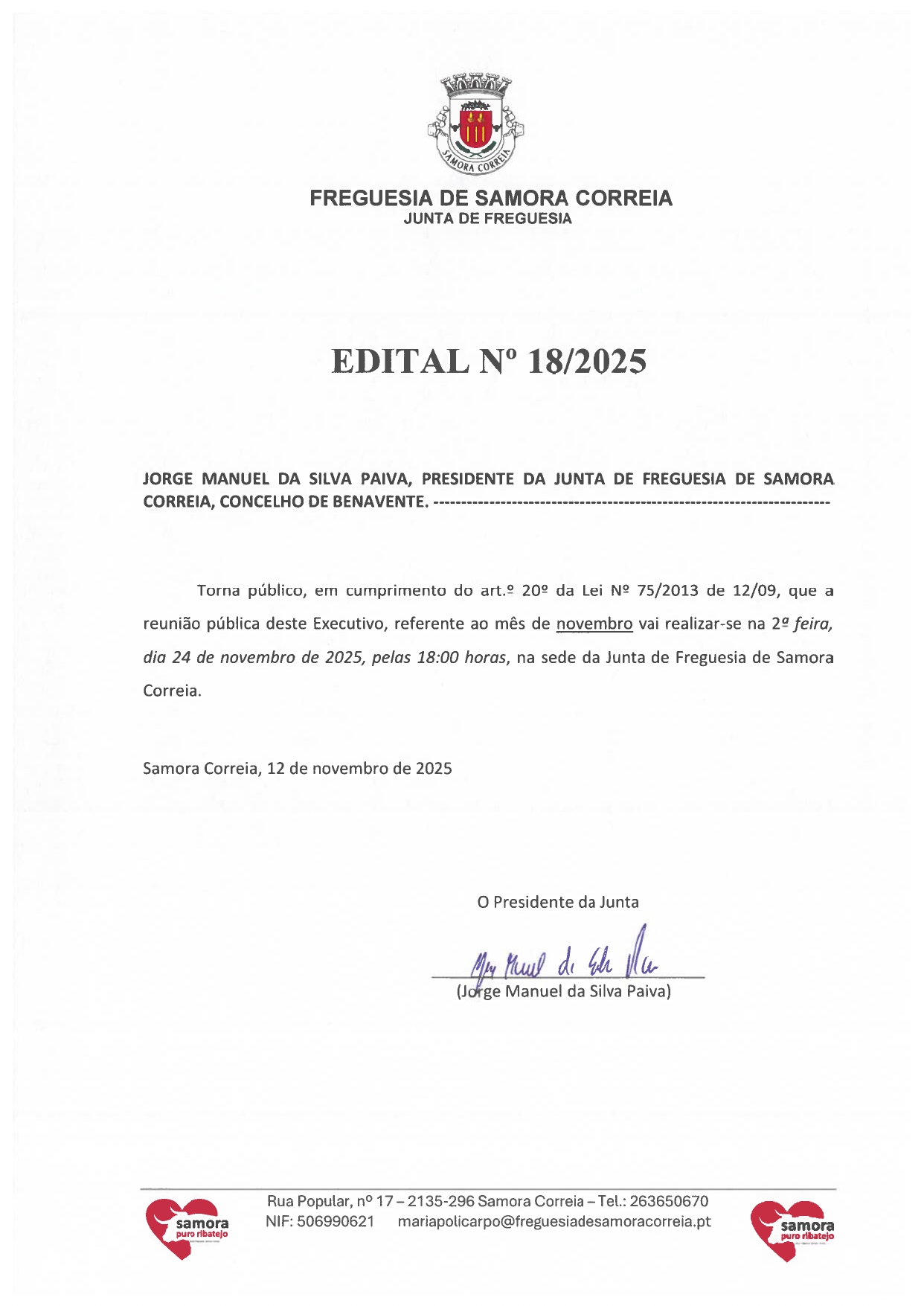 Imagem Edital Nº 18/2025 - Reunião Pública do Executivo