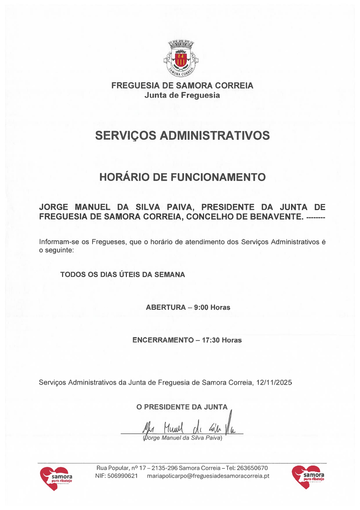Imagem Nota Informativa - Horários de Atendimento ao Público da Secretaria, Espaço Internet e GIP