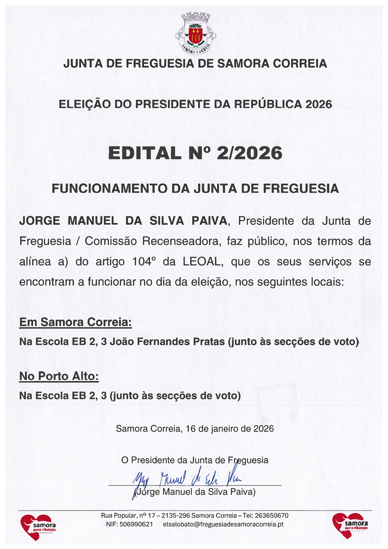 Imagem Edital Nº 02/2026 - Funcionamento da Junta de Freguesia