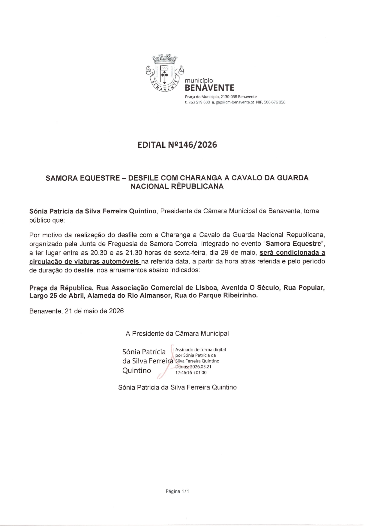 Imagem Edital 146/2026 - CMB - Samora Equestre