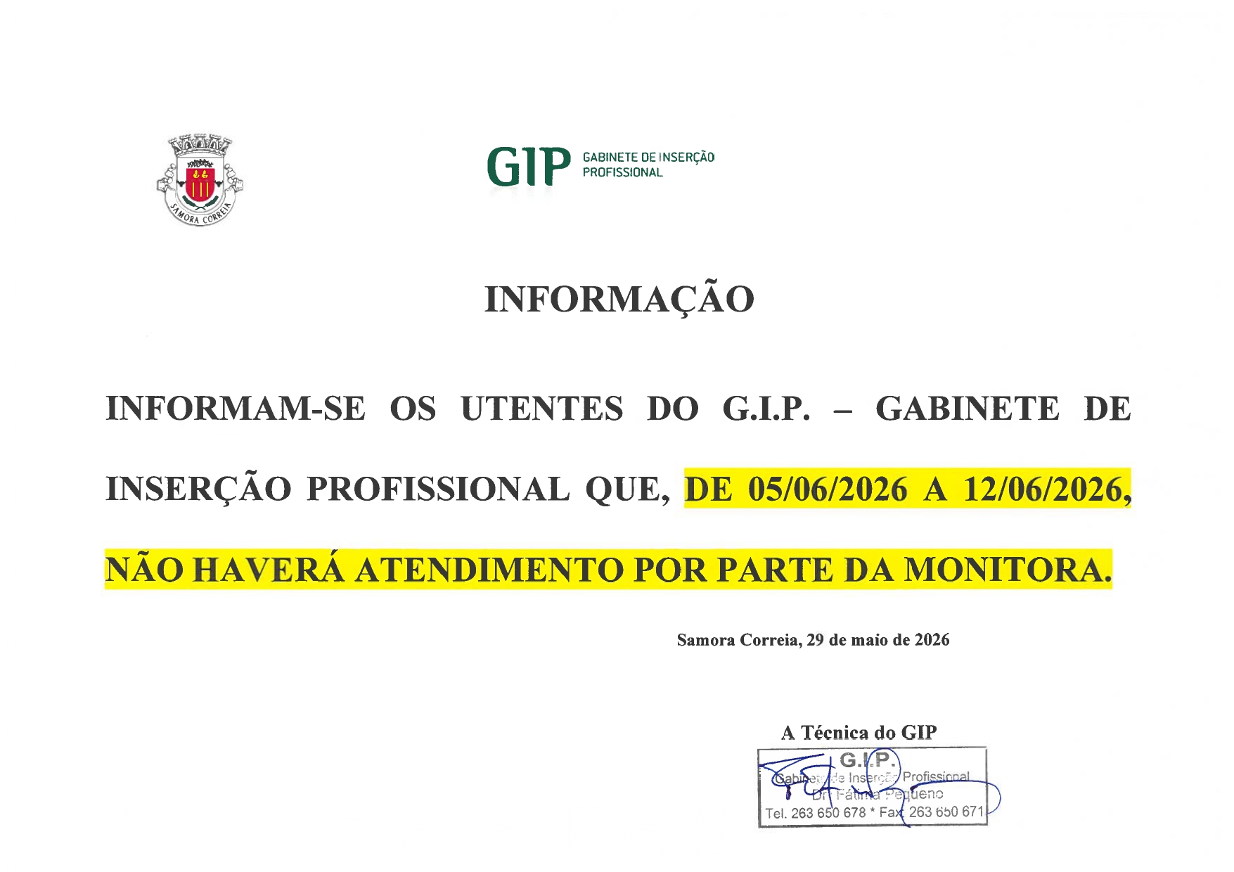 Imagem Encerramento do Serviço - Férias GIP