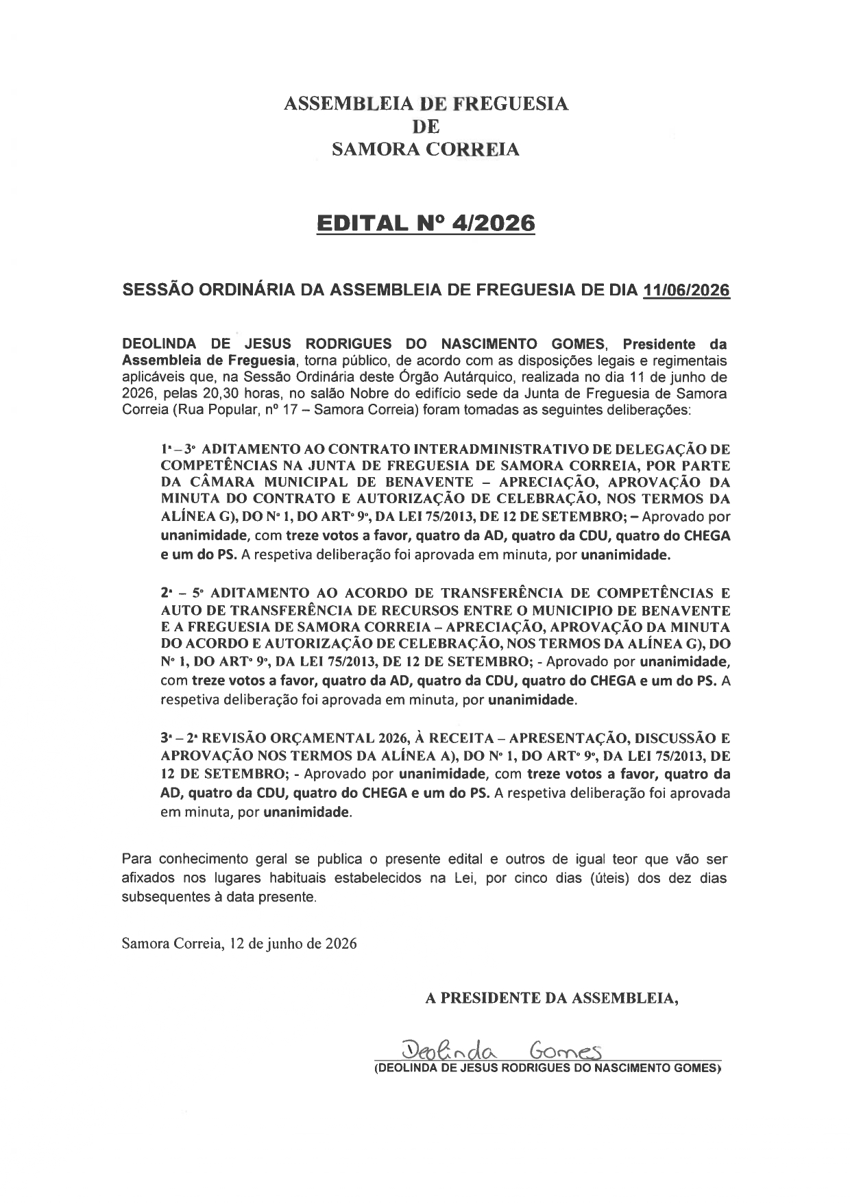 Imagem Edital 04/2026 - Assembleia de Freguesia