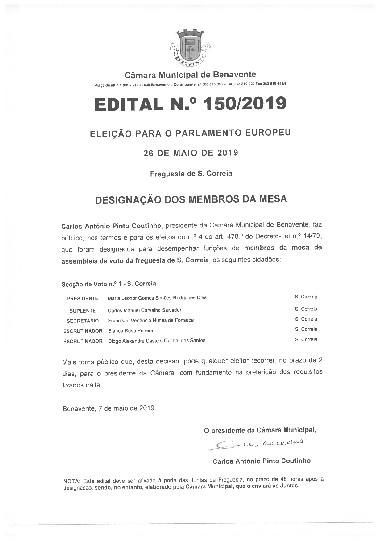 Imagem Edital 150/2019 - Eleição para o Parlamento Europeu