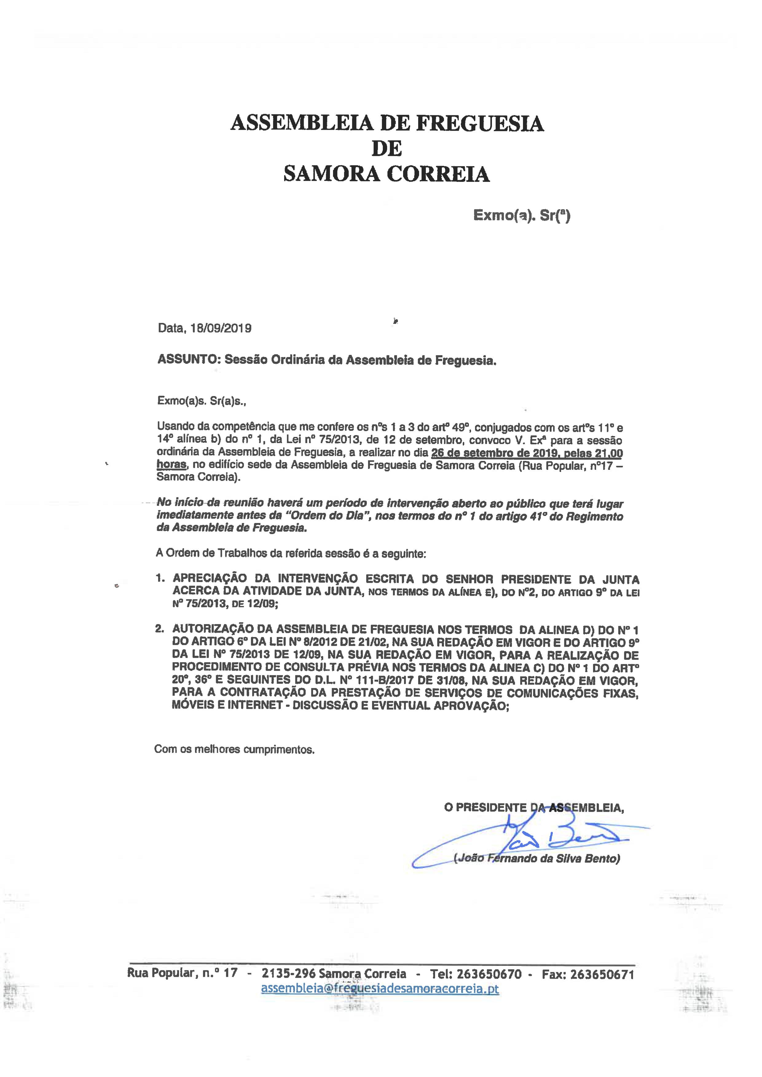 Imagem Assembleia de Freguesia - 26-09-2019
