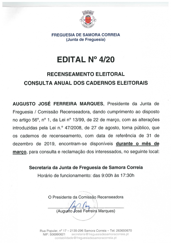 Imagem Edital 04 - Recenseamento Eleitoral 