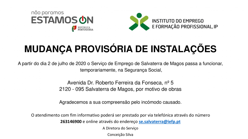 Imagem IEFP - Mudança Provisória de Instalações