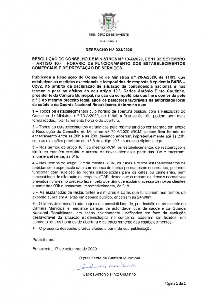 Imagem Despacho N.º 224/2020