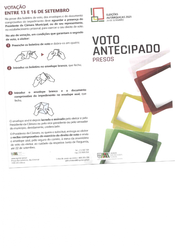 Imagem Eleições Autárquicas 2021 - Voto Antecipado para Presos